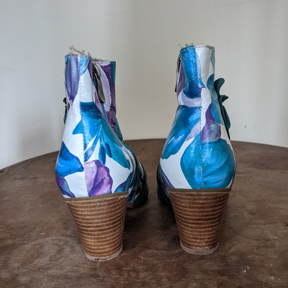 L'Artiste floral ankle boot handmade 37 (6.5) - Picture 7 of 10